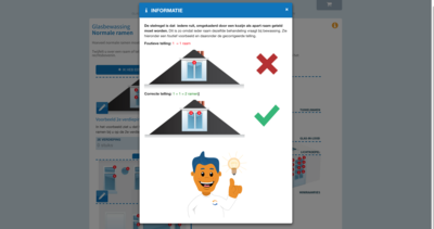 Dienstenwebshop ramen tellen infobutton